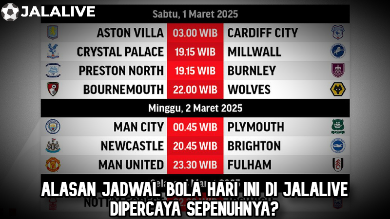 Alasan jadwal bola hari ini di Jalalive dipercaya sepenuhnya?